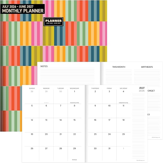 TF Publishing July 2026 - June 2027 Blocked Colors Large Monthly Planner