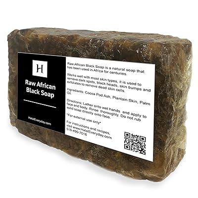 HalalEveryDay - Raw African Black Soap from Ghana, Black Soap with Shea Butter, Black African Soap for Nourished Skin, Natural African Black Soap Bar, 1 lb.