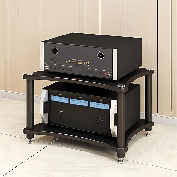 Heavy Duty 2-Tier AV Media Stand, 176 lb Load Capacity, Black