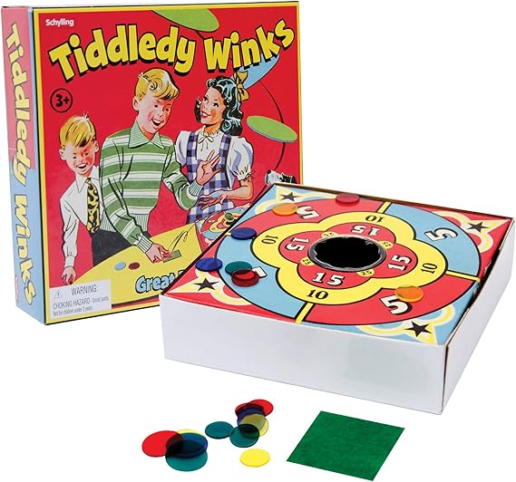 Schylling Tiddledy Winks - Classic Game for the Whole Family - Includes Game Board, Cup, and Winks - Ages 3 and Up