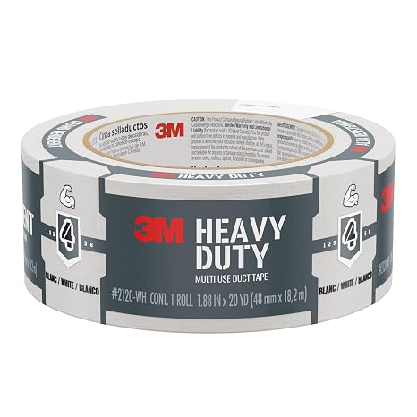3M Heavy Duty Duct Tape White, 1.88 in x 20 yd, 1 Roll, 2120-WH