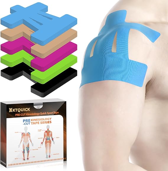 KTQUICK PreCut Kinesiology Tape for Shoulder, 12 PCS, 20% Strong Adhesion