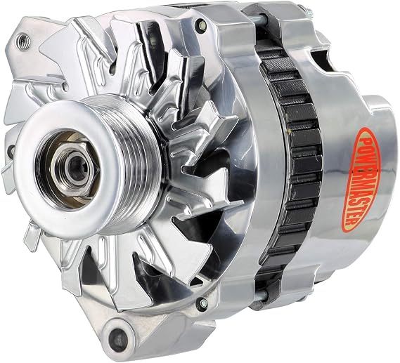 Powermaster - Alt GM CS130 Polish 105A 6 grv Pulley Offset Left MTG 1 Wire or OE Hookup