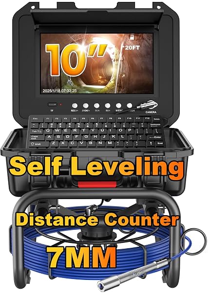 Anysun Sewer Inspection Camera, 7MM 165 Ft Cable, 9'' Screen