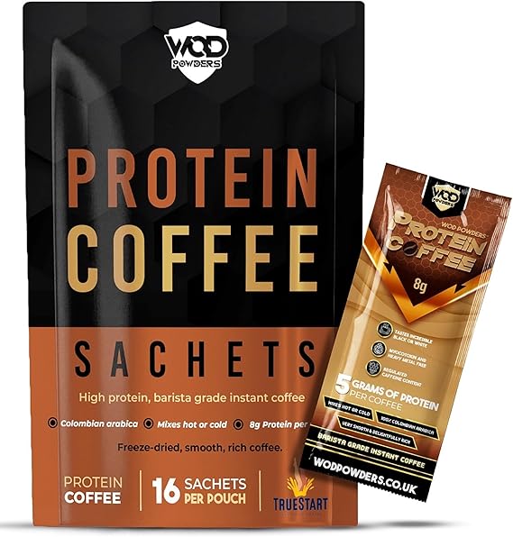 Protein Coffee Sachets - 16 Sachets per Pouch - Barista Grade, Freeze Dried, Grass-Fed Bovine Collagen Coffee TrueStart | Over 5g Protein per Serving - Made by WOD Powders