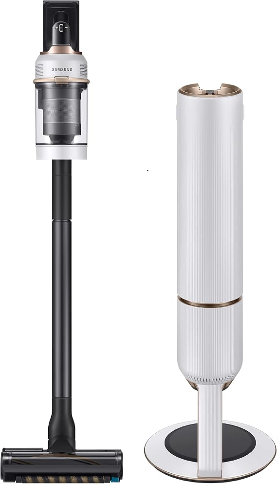 SAMSUNG BESPOKE Jet Cordless Stick Vacuum Cleaner w/ All In One Clean Station, Powerful Floor Cleaning for Carpet, Hardwood, Tile, Lightweight, 5-Layer Filter, VS20A95923W/AA, Misty White