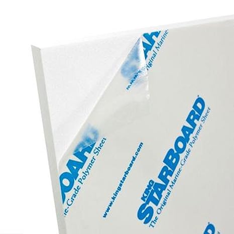 White 12" x 6" x 1/2" Marine Grade High-Density Polyethylene Deck Sheet