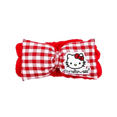 The Creme Shop x Hello Kitty Plush Spa Headband, Headband for Washing Face, Skincare Headbands, Headbands for Women Red Gingham