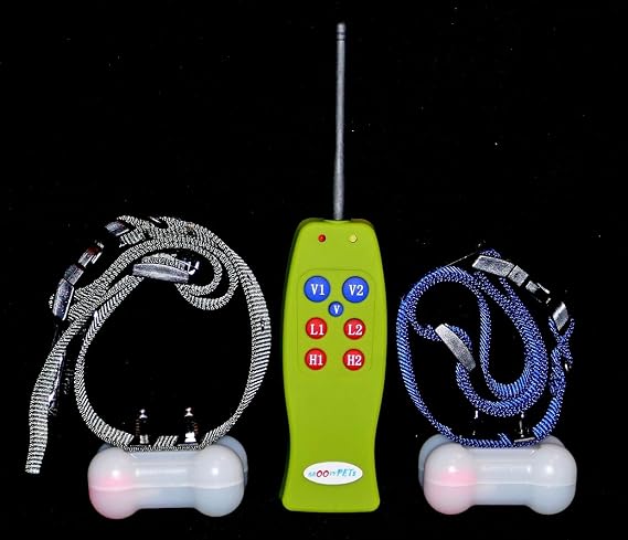 Groovypets 800 Feet Remote Dog Trainer Training Collar Systems: Remote Dog Collar No Bark Obedience Training Shock Collar (2-White Collars w/9V Battery Remote)