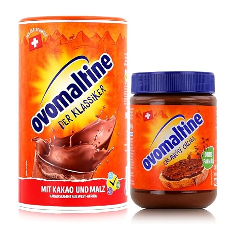 Ovomaltine Original Powder 500 g + Crunchy Cream Bread Spread without Palm Oil 380 g (Set)