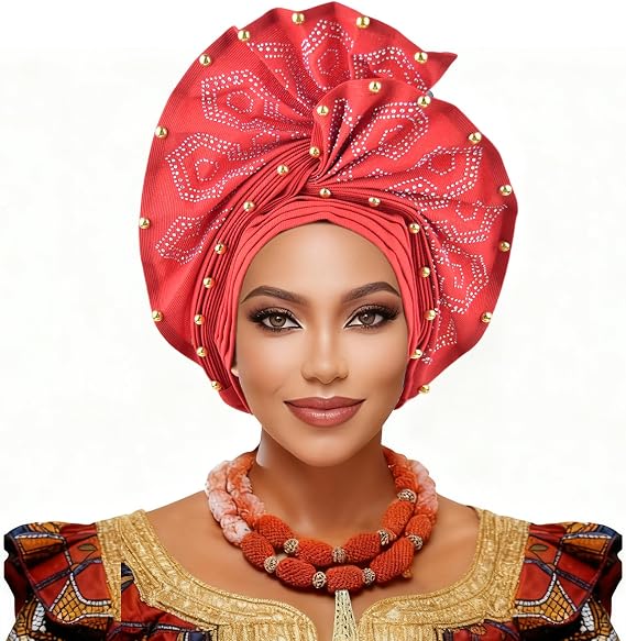 African gele head wrap for women Nigerian Headwear,auto gele Nigerian Headwear,turbans for women weddings parties event