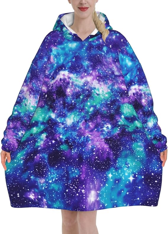 Soft Flannel Hoodie Blanket Warm With Pockets Microfiber Oversized Lightweight Wearable Blankets