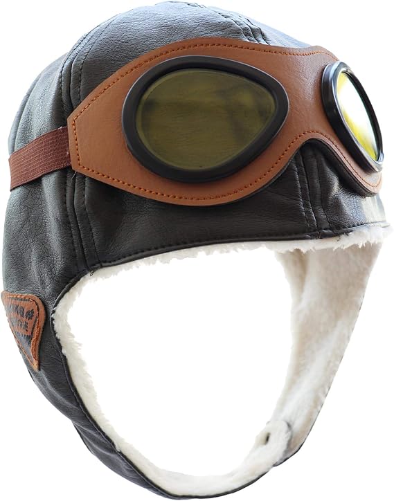 Pilot Hat for Kids, Danny Go Hat, Toddler Hats for Boys – Amelia Earhart Costume for Girls Fleece Warm Cap with Earmuffs, Celadon Brown