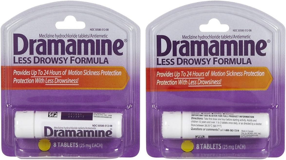 Dramamine Less Drowsy Formula 25mg Tablets, 2 pk
