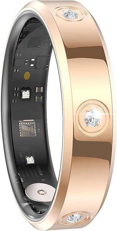 Smart Ring Ultra Narrow Heart Rate Monitor Diamond Comfortable Sleep Ring Health Fitness Tracker Pedometer Step Counter Calories Waterproof Ladies Smart Rings for Women Men Anillo Inteligente