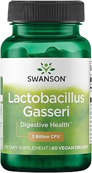 Swanson Lactobacillus Gasseri Probiotic for Adults Seeking Digestive and Metabolic Support with 3 Billion CFU - Acid-Resistant, No Refrigeration (60 Vegan Capsules)