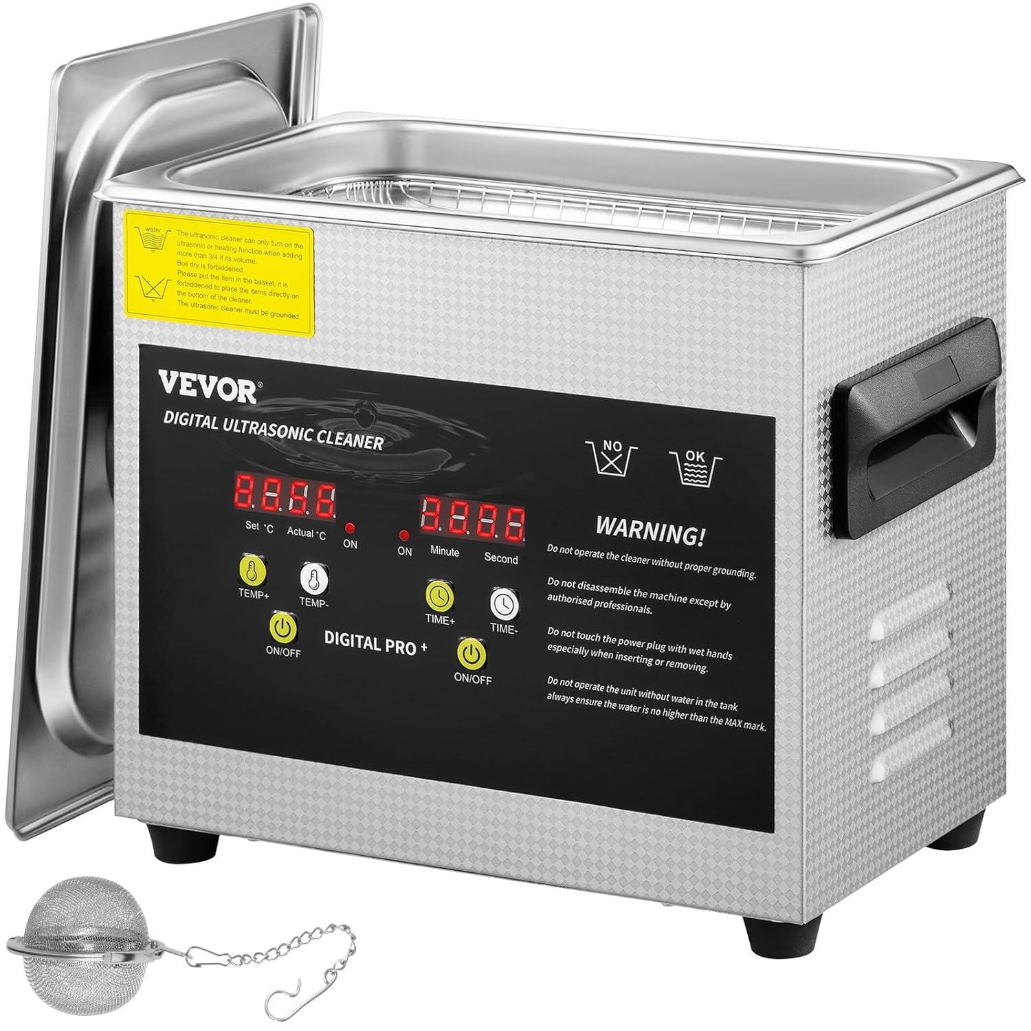 VEVOR 3L Upgraded Ultrasonic Cleaner (200W Heater 120W Ultrasound) Professional Digital Laboratory Ultrasonic Parts Cleaner with Heating Timer for Cleaning Jewelry Jars