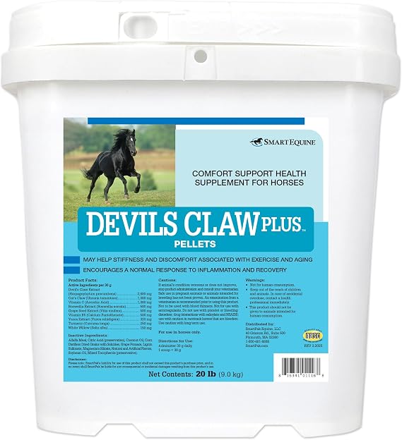 | Devil's Claw Plus Pellets | Horse Joint Supplement with Yucca for Horses | Supports Joint Strength, Comfort & Mobility | Antioxidant Support Supplement | 20 lb