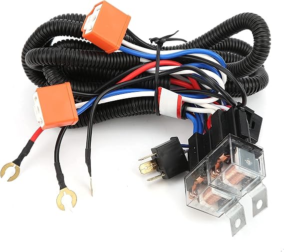 1.8W 80A Headlight Relay Wiring Harness, PE Waterproof Headlight Relay Harness Cord Kit Headlamp Brightener DC 12V