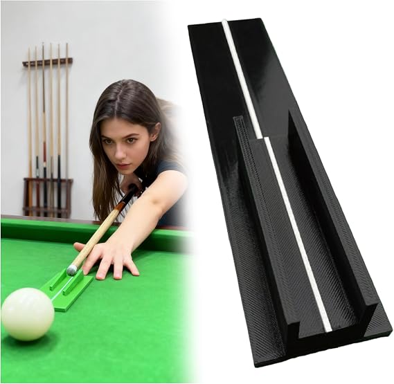 Billiards Stroke Trainer - Aiming Practice Cue Straight Exerciser for Stance Eye Line Stroke Correction, Durable Resin Pool Training Aid Compatible with Pool Snooker etc. (Black)