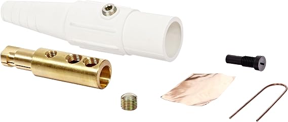 Marinco CLS40MB-B CLS Cam Type, Series 16 Inline, Single Pin Connector, 400 Amp, 600 Volt, 2/0-4/0 AWG, Male - White (B)