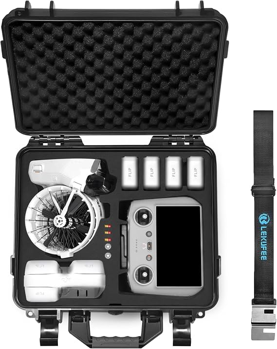 Lekufee Waterproof Hard Case for DJI Flip,Fly More Combo,DJI RC 2,RC N3/N2,Battery(9 pcs),Charging Hub and More Accessories(Case Only)