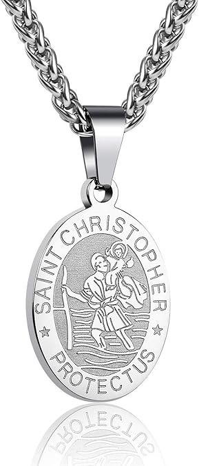 RS Saint St Michael/Christopher/Jude/Benedict/Joseph/Anthony Medal Necklace for Men Boys 24 In Religious gifts