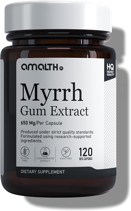 Myrrh Capsules 650 mg | Myrrh Gum Extract Capsules | Commiphora Myrrha Resin Supplement | Herbal Extract Formula | Plant Based Supplement | Non-GMO, Gluten-Free | 120 Veg Capsules