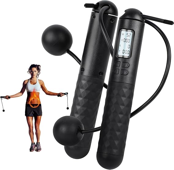 2 In 1 Digital Counting Jump Rope Adjustable Cordless Fitness Skipping Rope