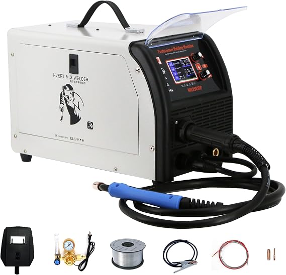 MIG250 Aluminum Iron Welding Machine,250Amp, Gas MIG Gasless Flux Core Welding Machine MMA,LIFT TIG,MIG/MAG,PULSE MIG,DOUBLE PULSE MIG 4 in 1 Welder,Spool Gun Compatible (220, Volts)