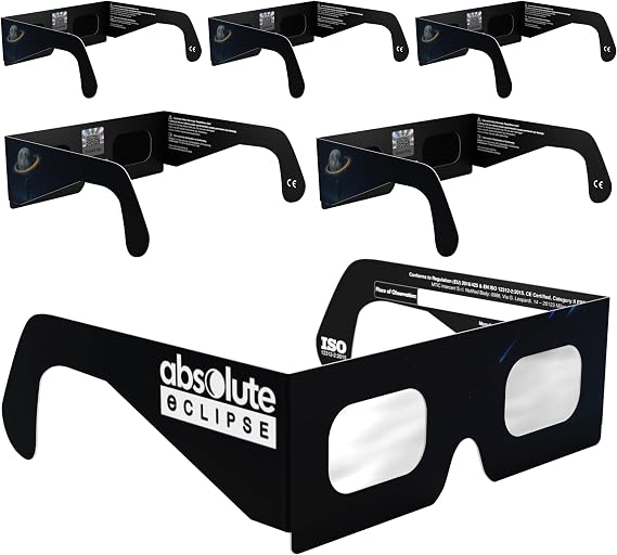 Solar Eclipse Glasses ISO 12312-2 & CE Certified – Safe Solar Viewing for Direct Sun & August 2026 Eclipse | Paper Cardboard Frame, Made in EU | For Kids & Adults