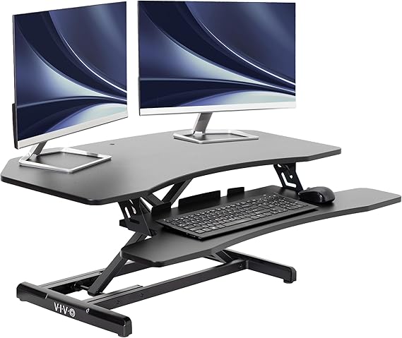 VIVO Black 38 in Corner Standing Desk Converter, DESK-V037MC