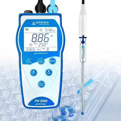 Apera Instruments Premium Series PH8500-MS Portable pH Meter Kit for Small Samples and Test Tubes, Blue (AI5554)