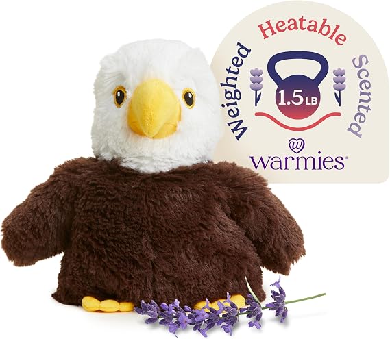 warmies Microwavable & Weighted Stuffed Animals, Eagle - Heated Stuffed Animal Plushie for Warmth & Comfort - Cute Soft Plush Toys for Adults & Children (Boys, Girls, Babies & Toddlers)