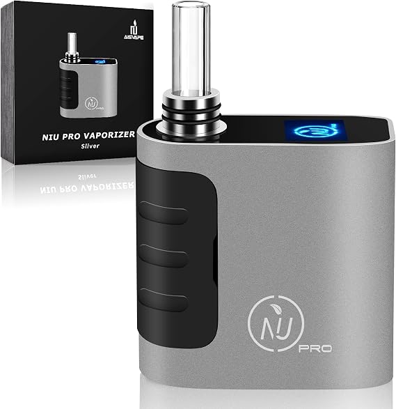 NIU-PRO Portable Vaporizer for Herb | Quick Swap Chamber | Precise Temps Control |160℃-226℃ | High Light OLED Display | Nicotine Free | NO LIQUID | 1400mAh Battery(Sliver)