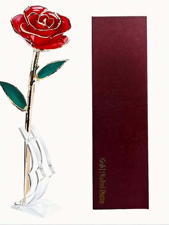 24k Gold Dipped Real Rose, Eternal Gift for Women, Valentines Day Gifts for Her, Wife, Mom, Birthday, Anniversary, Mother's Day