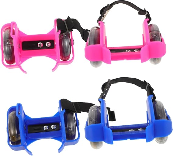 Adjustable Skating Shoes 2 Pairs of Roller Skates Glow-in-the-Dark Wheels for Boys and Girls' Outdoor Fun and Exercise