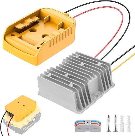 20V to 12V Step Down Converter for Dewalt 20V Battery DC Voltage Regulator 15A MAX 180W Inverter Automatic Buck Converter Power Wheels Adapter with Upgraded Low Voltage Protection and Switch