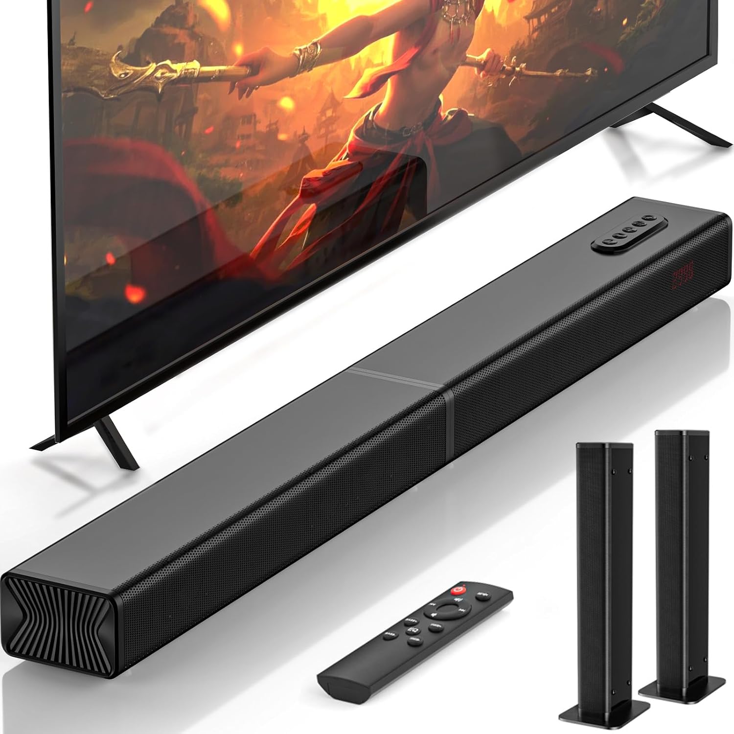 Facmogu Sound Bar for Smart TV, 2 in 1 Detachable Design Bluetooth Sound Bar, 37 Inch 2.0CH Speaker for Home Theater Surround Sound, TV Sound Bars with ARCOpticalAUX for Television PC Projecor