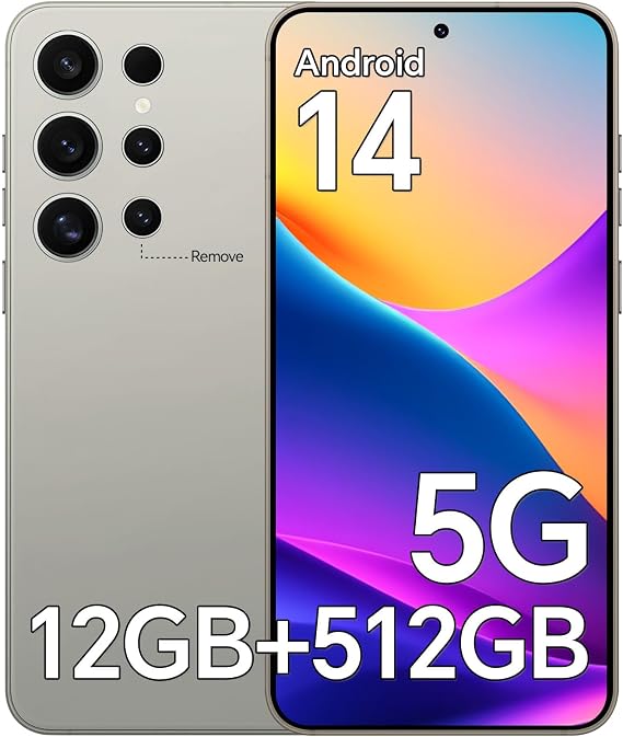 D24 ultar Unlocked Phones,5G Android 14 Smartphones,12GB+512GB Unlocked Android Phones, Snapdragon888, 5000mAh Battery, 48+108MP Camera, 6.8 HD Screen, Dual SIM+Memory Expansion