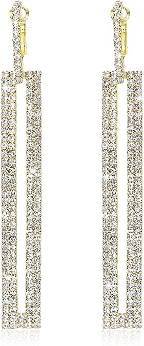 Long Tassel Dangle Earrings for Women,Rhinestone Statement Drop Earrings Wedding Prom Dangling Earings Fashion Jewelry