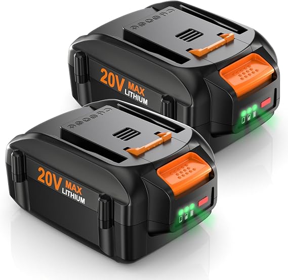 2 Pack 6.0Ah Replacement Battery for Worx 20V Lithium Cordless Power Tools