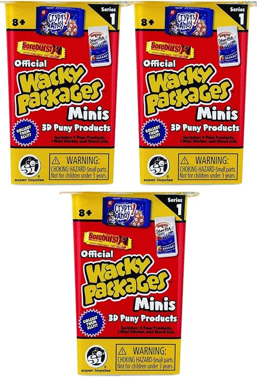Worlds Smallest Wacky Packages Minis Series 1 Mystery Pack (Bundle of 3)