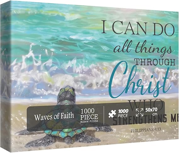 Beach Christian Turtle Puzzles for Adults 1000 Pieces, Religious Bible Catholic Jigsaw Puzzles, Nature Art Puzzles