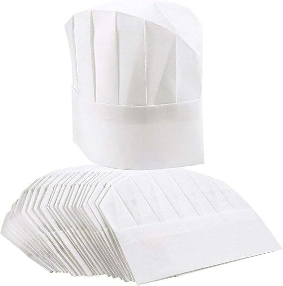 Juvale Chef Hats - Large White, 24 Pack - Adjustable Disposable Paper Chef Hats for Kids & Adults - Pizza Party Decorations & Cooking Gifts