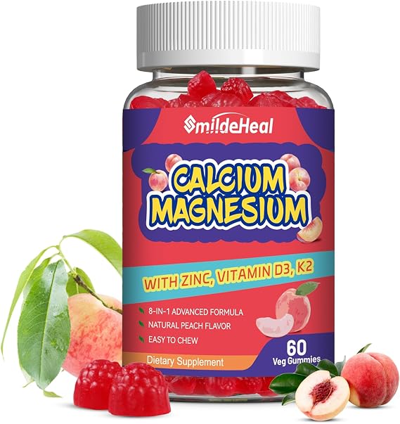 Calcium Magnesium Zinc Gummies 1000mg- with Vitamin D3 & B12 for Adult