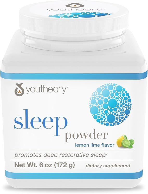 Youtheory Sleep Nighttime Powder - Powder for Circadian Rhythm Support & Stress Relief* - Contains L-Theanine & Glycine - 6 oz (30-Day Supply)