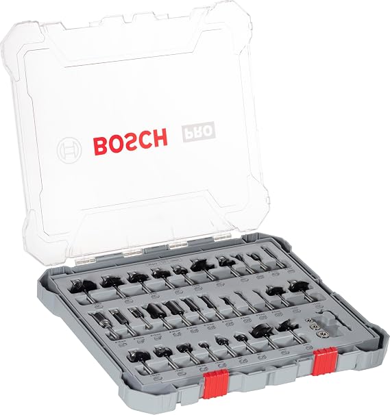 Bosch Professional 30 parçalı freze seti karışık (ahşap için, 6 mm şaftlı freze için)