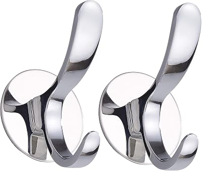 GERUIKE Adhesive Coat Hooks Stainless Steel Self Adhesive Robe Towel Bathroom Kitchen Wall Hook No Screws Damage Free