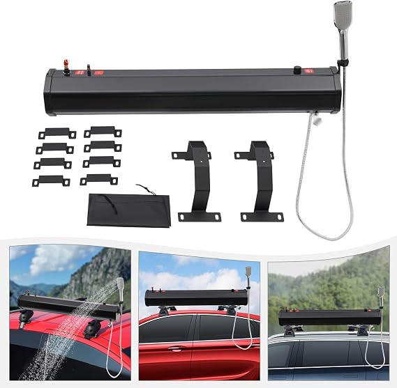 Pressurized Water Tank for Camping Shower,Roof Rack Mount Road Shower with Shower Head,Shower Sets for Off-Road Vehicles Pick-Up Trucks,Outdoor Activities Water Supply
